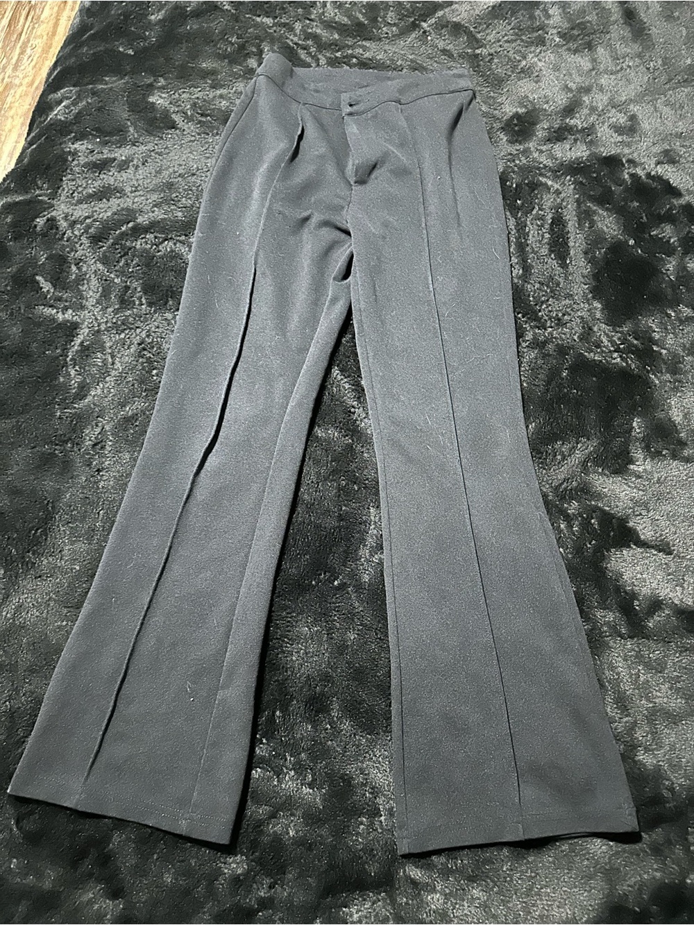 SHEIN Black High-Waist Flared Dress Pants